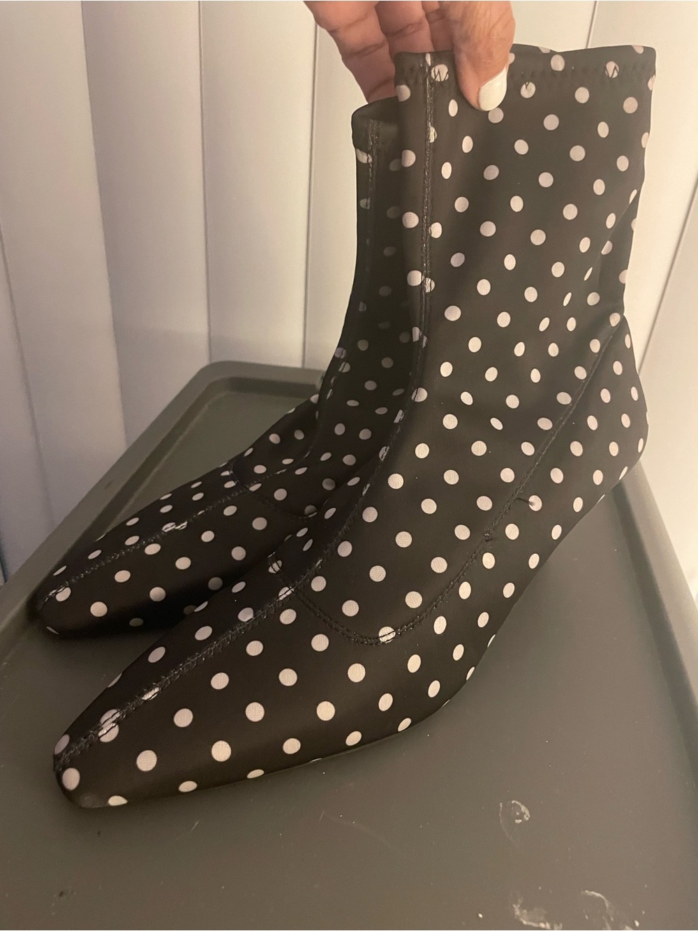 Zara Black Ankle Booties with White Polka Dots